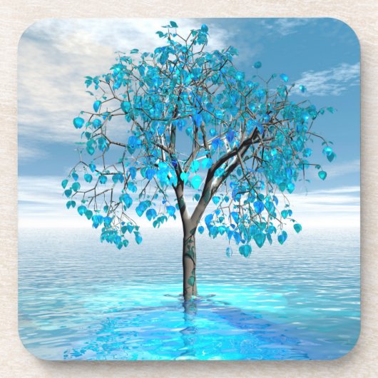 Crystal Blue Tree Getränkeuntersetzer (Vorderseite)