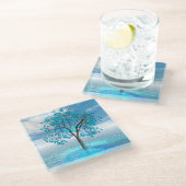 Crystal Blue Tree Glasuntersetzer (Schrägansicht)