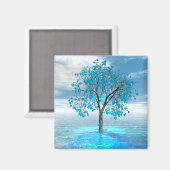 Crystal Blue Tree Magnet (Vorderseite/Rückseite)