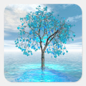 Crystal Blue Tree Quadratischer Aufkleber (Vorderseite)