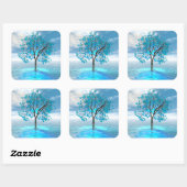 Crystal Blue Tree Quadratischer Aufkleber (Blatt)