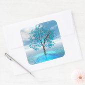 Crystal Blue Tree Quadratischer Aufkleber (Umschlag)