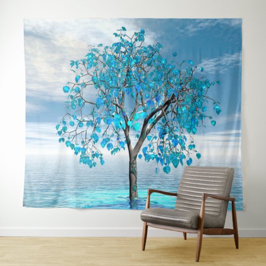 Crystal Blue Tree Wandteppich (Beispiel (Horizontal))