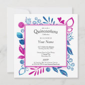 Crystal Blue und Hot Pink Quinceñera Einladung (Vorderseite)