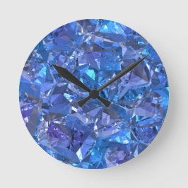 Crystal Blue und Lila Runde Wanduhr