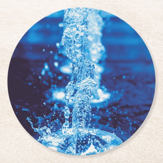 Crystal Blue Water Effect Runder Pappuntersetzer (Vorderseite)