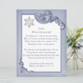 Crystal Blue Winter Frame Wedding Basket Sign (Stehend Vorderseite)