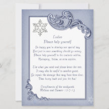 Crystal Blue Winter Frame Wedding Basket Sign