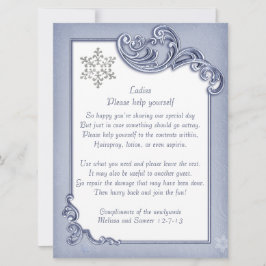 Crystal Blue Winter Frame Wedding Basket Sign