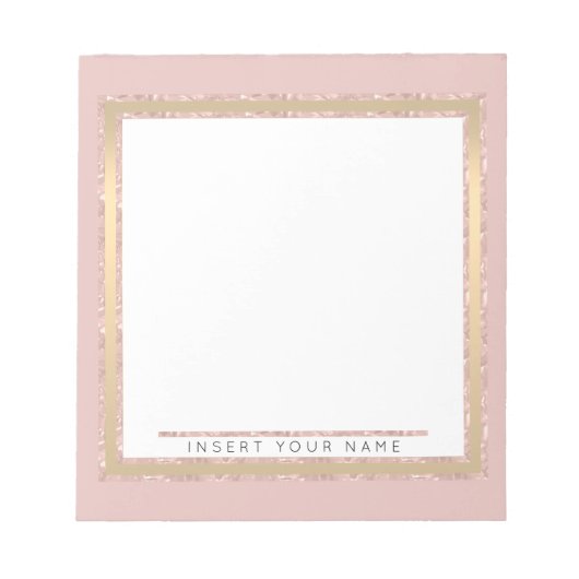 Crystal Blush Gold Personalisiert Notepad 5,5" x 6 Notizblock (Vorderseite)