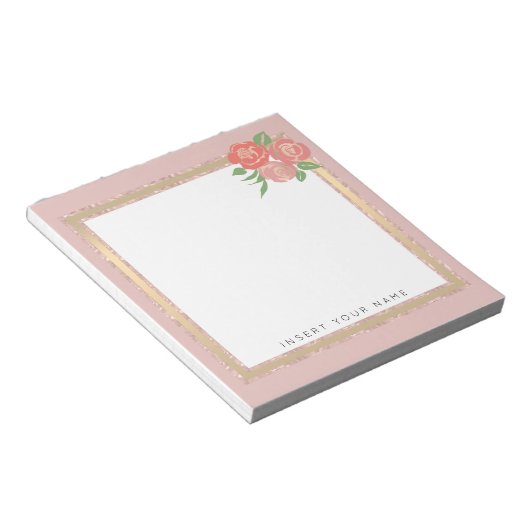 Crystal Blush Gold und Rose Notepad 5.5" x 6" Notizblock (angewinkelt)