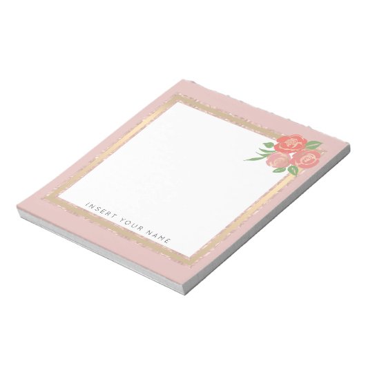 Crystal Blush Gold und Rose Notepad 5.5" x 6" Notizblock (Rotiert)