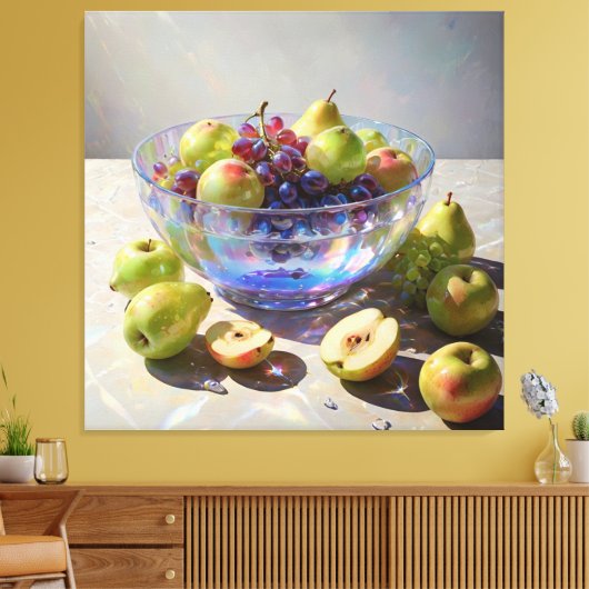 *~*Crystal Bowl Still Life Frucht Kunstgeschenk SC Leinwanddruck (Insitu (Wohnzimmer))