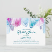 Crystal Bride Pink & Blue Gems Brautparty Einladung (Stehend Vorderseite)