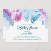 Crystal Bride Pink & Blue Gems Brautparty Einladung (Vorne/Hinten)
