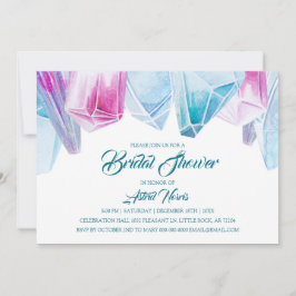 Crystal Bride Pink & Blue Gems Brautparty Einladung