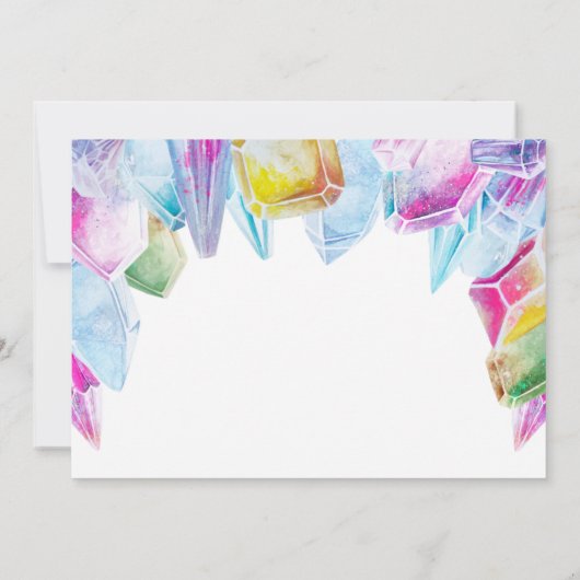 Crystal Bride Rainbow Watercolor Gem Brautparty Einladung (Rückseite)