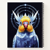 Crystal Budgerigar Vector Art mit geometrischem Bi Notizblock (Rückseite)