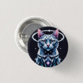 Crystal Cat Geometric Vector Art Button (Vorne & Hinten)