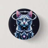 Crystal Cat Geometric Vector Art Button (Vorderseite)