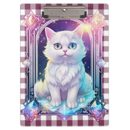 Crystal Cat Lila Black Kariert Niedlich White Kitt Klemmbrett
