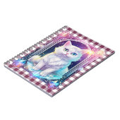 Crystal Cat Lila Black Kariert Niedlich White Kitt Notizblock (Linke Seite)