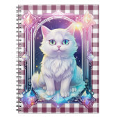 Crystal Cat Lila Black Kariert Niedlich White Kitt Notizblock (Vorderseite)