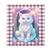 Crystal Cat Lila Black Kariert Niedlich White Kitt Notizblock (Vorderseite)