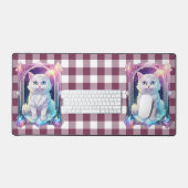 Crystal Cat Lila Black Kariert Niedlich White Kitt Schreibtischunterlage (Tastatur & Maus)