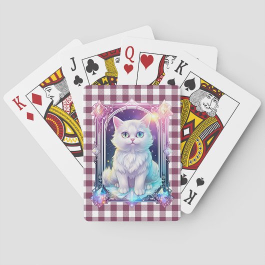 Crystal Cat Lila Black Kariert Niedlich White Kitt Spielkarten (Rückseite)