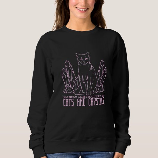 Crystal Cat Pastel Goth Sweatshirt (Vorderseite)