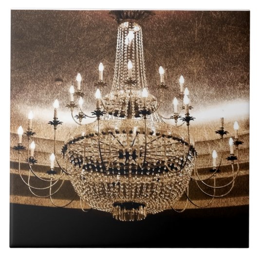 Crystal Chandelier Dazzle Glitz Glam Display Tile Fliese (Vorderseite)