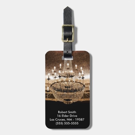 Crystal Chandelier Dazzle Glitz Glam Gepäcktag Gepäckanhänger (Vorderseite vertikal)
