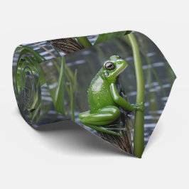 "Crystal Clarity: Green Glass Frog on River Reeds" Krawatte