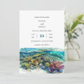 Crystal Clear Coral Reef Tropical Beach Hochzeit Einladung (Stehend Vorderseite)