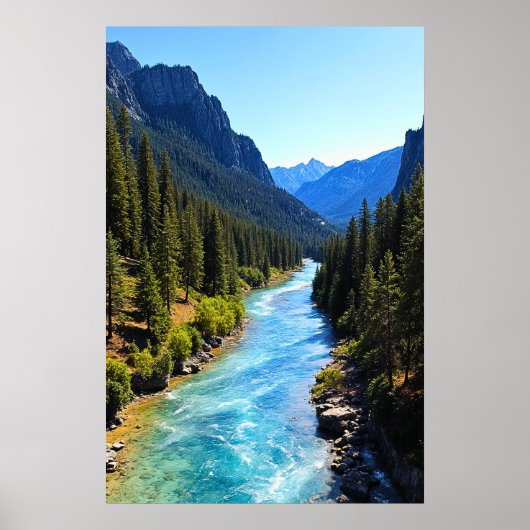 Crystal Clear Mountain River Poster (Vorne)