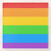 Crystal Clear Pride: Regenbogenflagge Glasuntersetzer (Vorderseite)