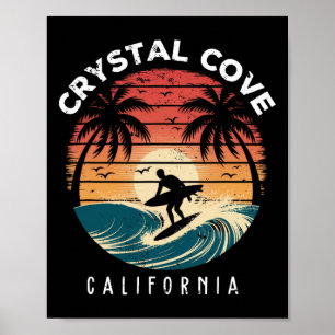 Crystal Cove State Park Kalifornien Surfboard Well Poster