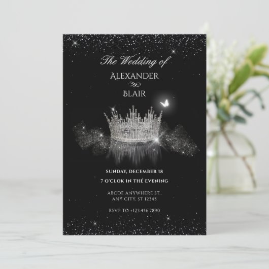 Crystal Crown Queen Flat Save the Date Card (Stehend Vorderseite)