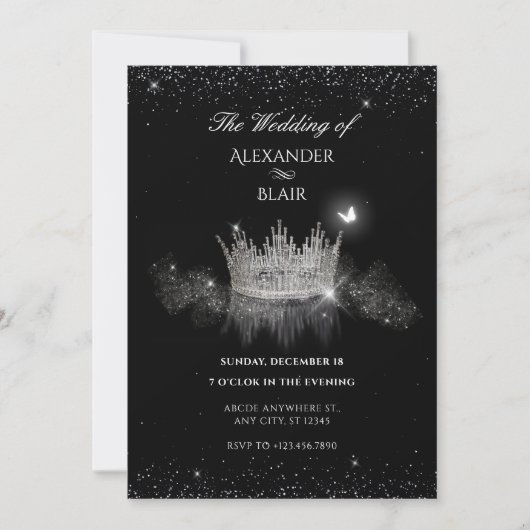 Crystal Crown Queen Flat Save The Date Karte (Vorderseite)