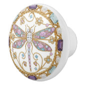 Crystal Dragonfly with faux 2D graphic gemstones Keramikknauf (Rechts)