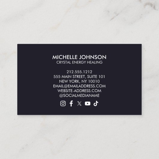 Crystal Energy Healer Iridescent Amethyst Lila Visitenkarte (Rückseite)