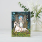 Crystal Fairy and Unicorn Postkarte (Stehend Vorderseite)