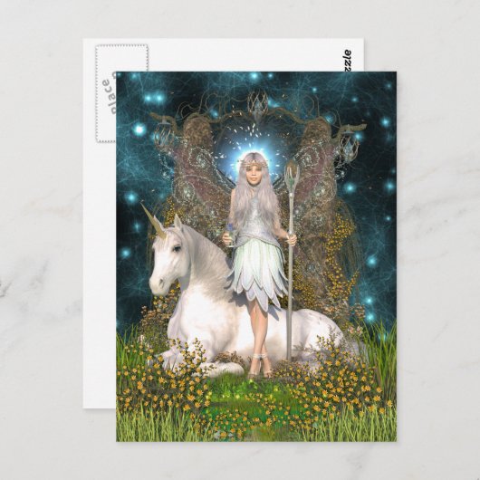 Crystal Fairy and Unicorn Postkarte (Vorne/Hinten)