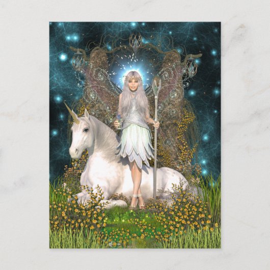 Crystal Fairy and Unicorn Postkarte (Vorderseite)
