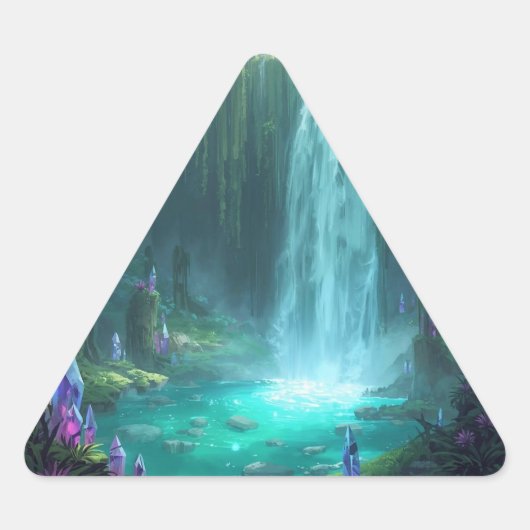 Crystal Falls of the Hidden Realm Dreieckiger Aufkleber (Vorderseite)