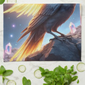 Crystal Fire Raven Geschirrtuch (Gefaltet)