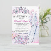 Crystal Floral Wedding Gown Brautparty laden ein Einladung (Stehend Vorderseite)