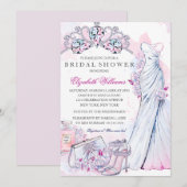 Crystal Floral Wedding Gown Brautparty laden ein Einladung (Vorne/Hinten)