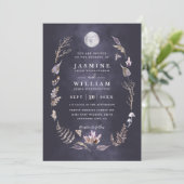 Crystal Forest Rustic Moon Night QR-Code Hochzeit Einladung (Stehend Vorderseite)